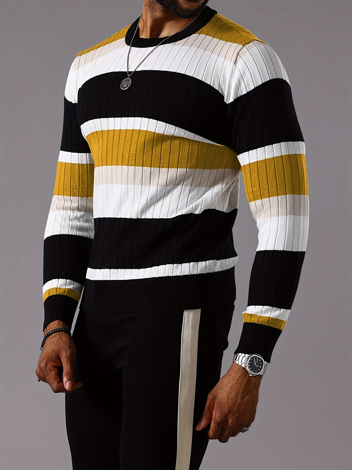 COLORBLOCK RIB-KNIT SWEATER FOR MEN