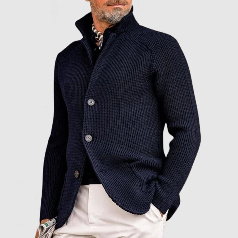 STAND COLLAR KNIT CARDIGAN FOR MEN