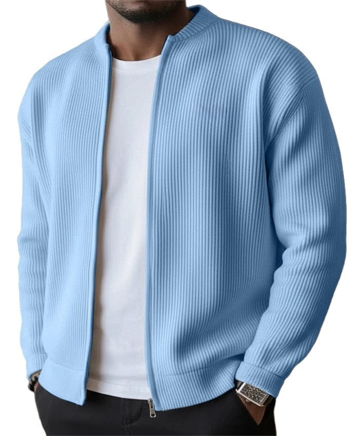 RIBBED ZIP CARDIGAN JACKET FOR MEN