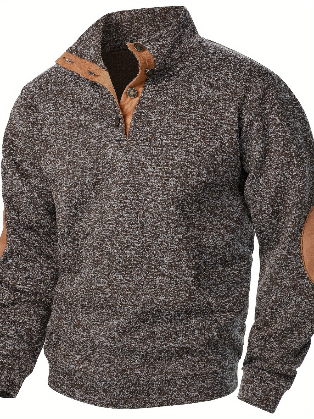STAND COLLAR BUTTON KNIT SWEATSHIRT FOR MEN