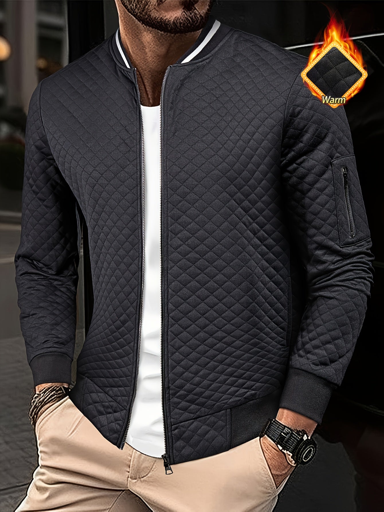 CHECKERED ZIPPER JACKET FOR MEN