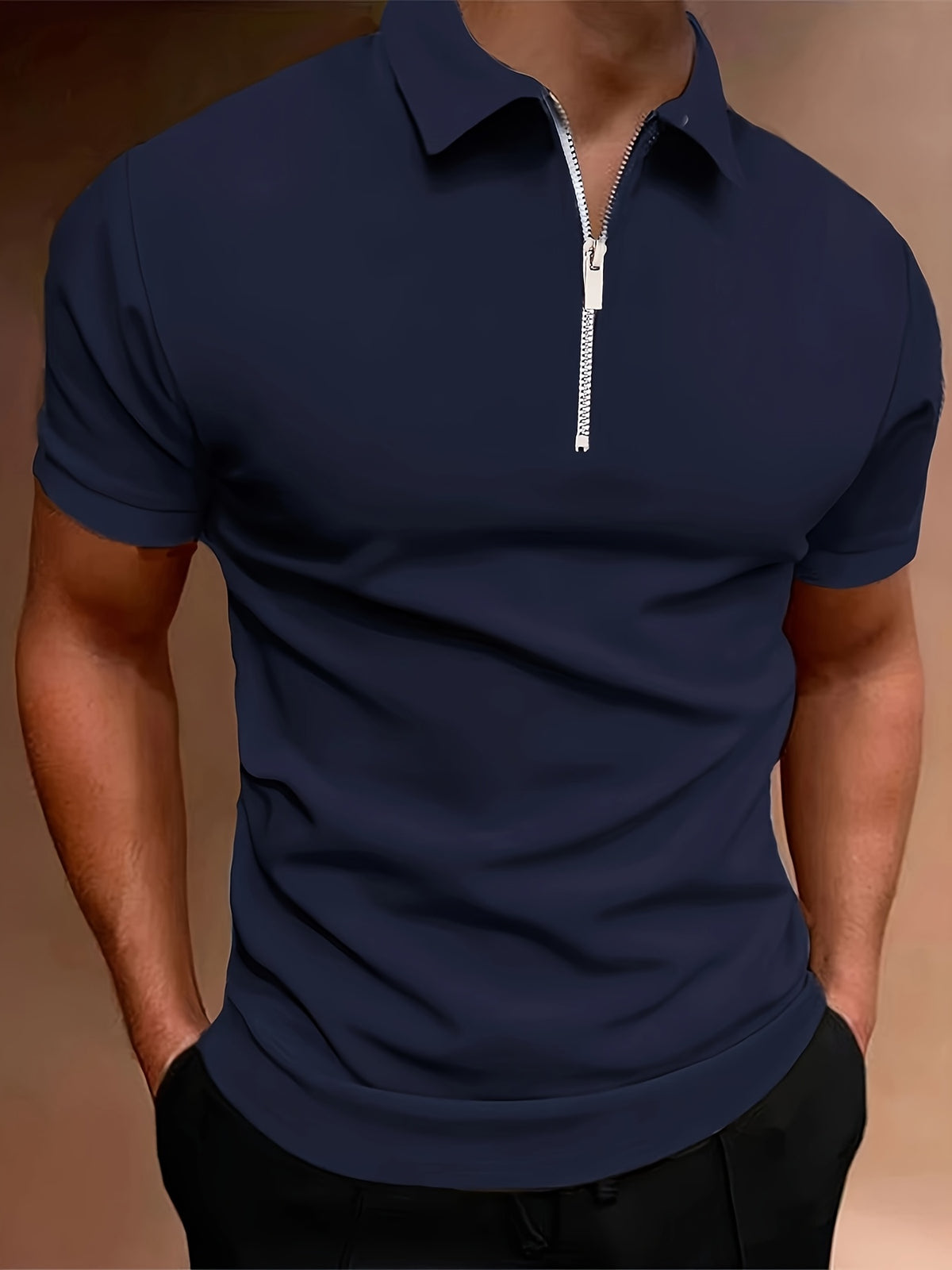 SHORT SLEEVE ZIP GOLF SHIRT FOR MEN