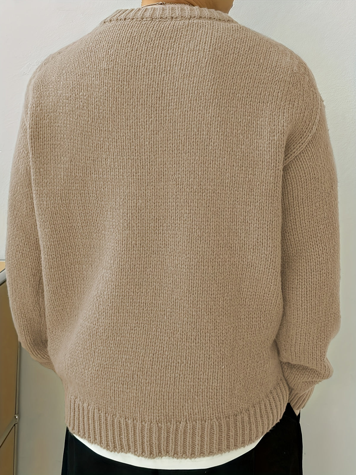 SOLID KNIT CREWNECK SWEATER FOR MEN