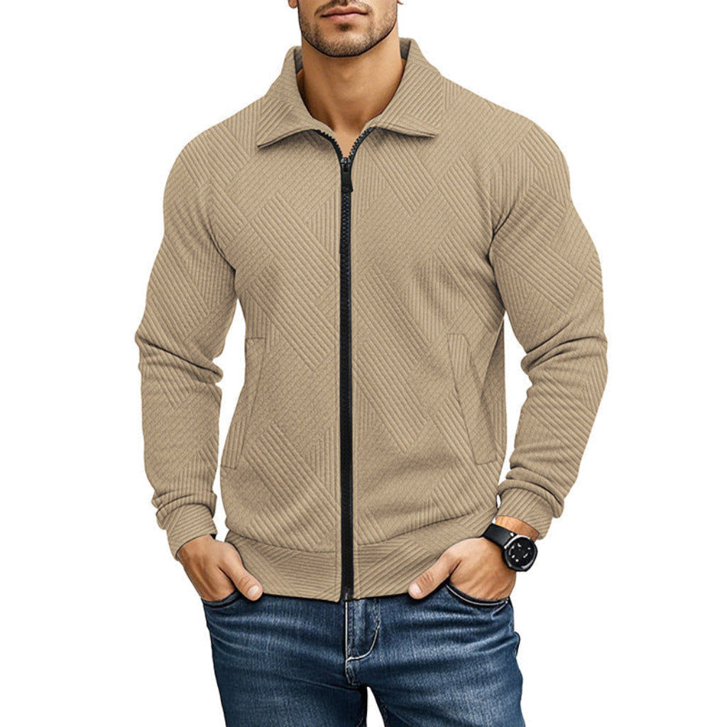 RIBBED ZIP SWEATER FOR MEN