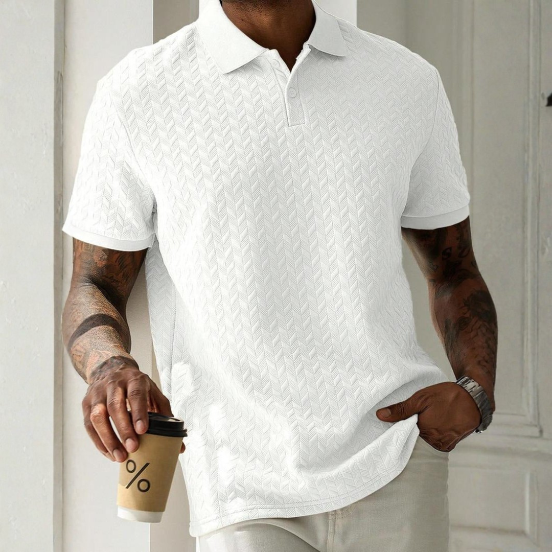 ZIGZAG KNIT POLO SHIRT FOR MEN