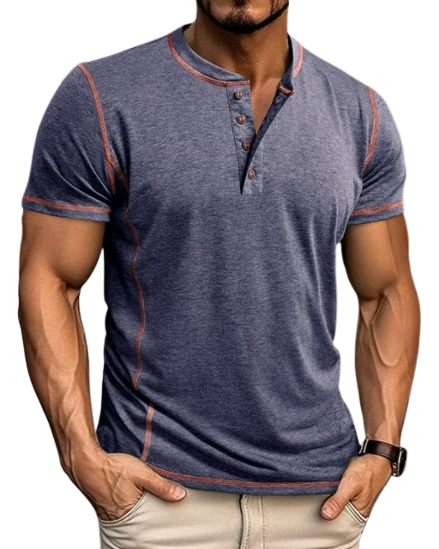 BUTTON HENLEY T-SHIRT FOR MEN