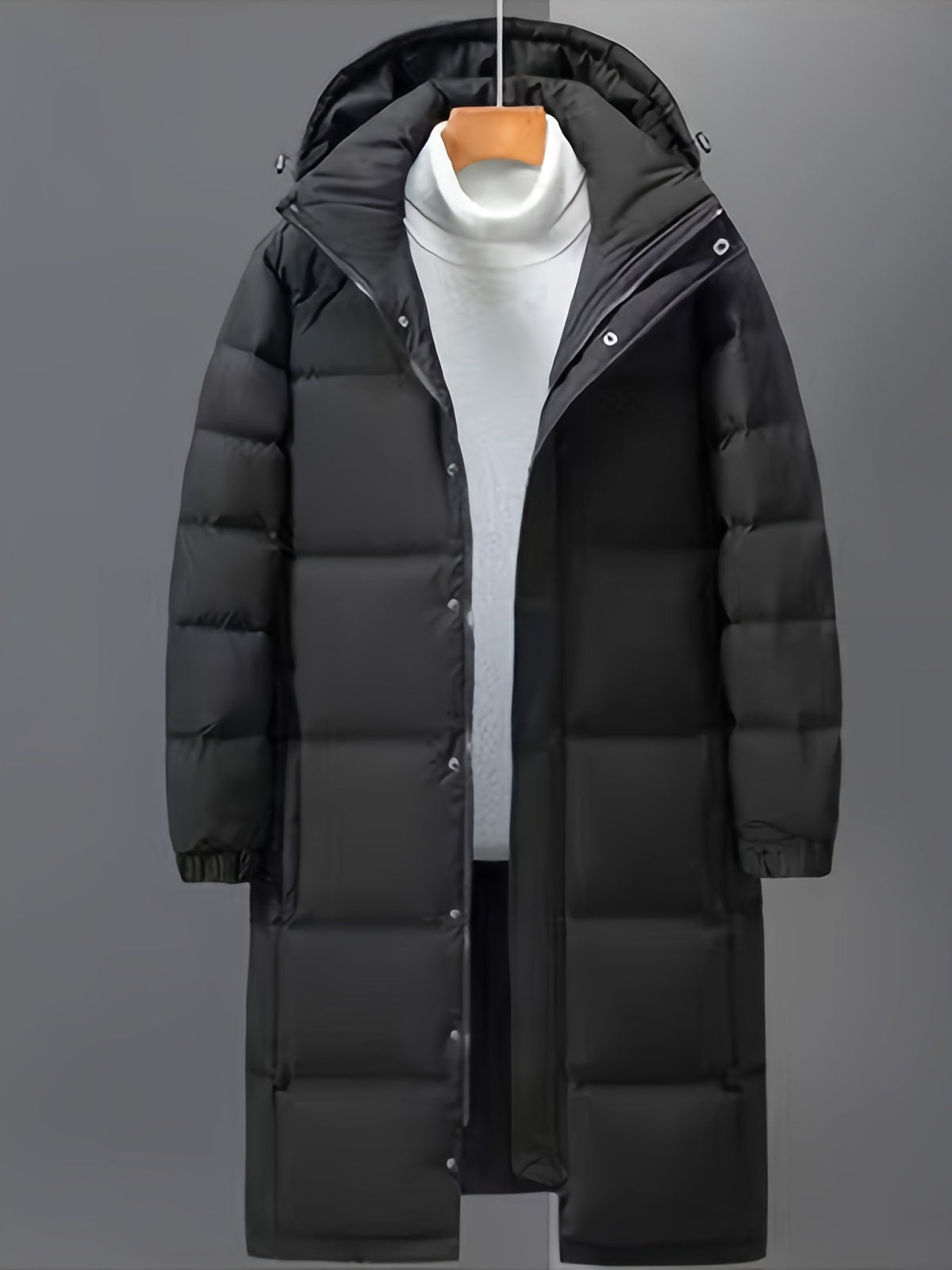 LONG HOODED PUFFER COAT FOR MEN