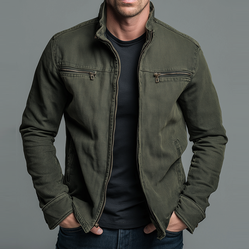 VINTAGE WASHED COTTON JACKET FOR MEN