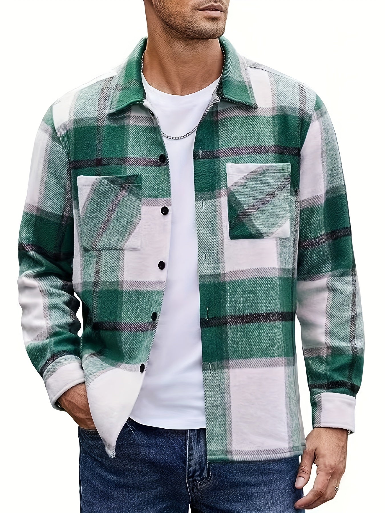 PLAID SHIRT JACKET FOR MEN