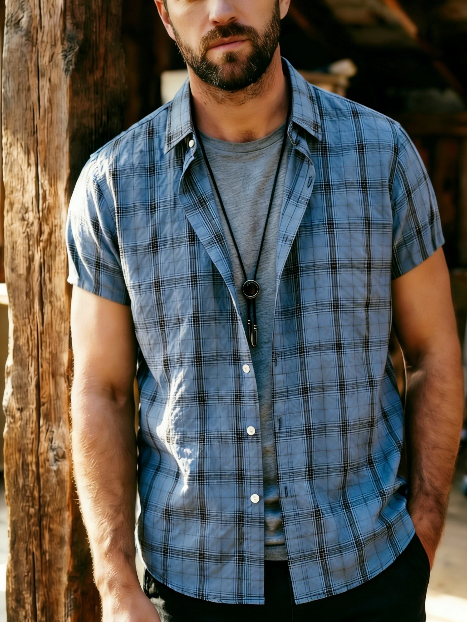 PLAID WOVEN SHIRT FOR MEN