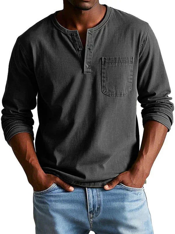 LONG SLEEVE HENLEY SHIRT FOR MEN