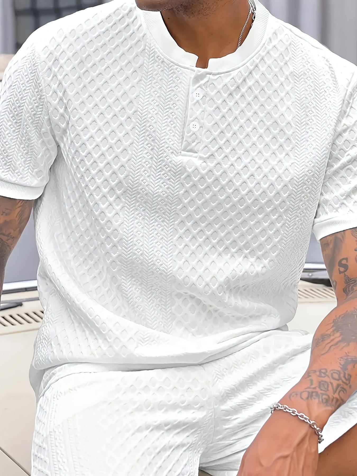 JACQUARD HENLEY POLO SHIRT FOR MEN