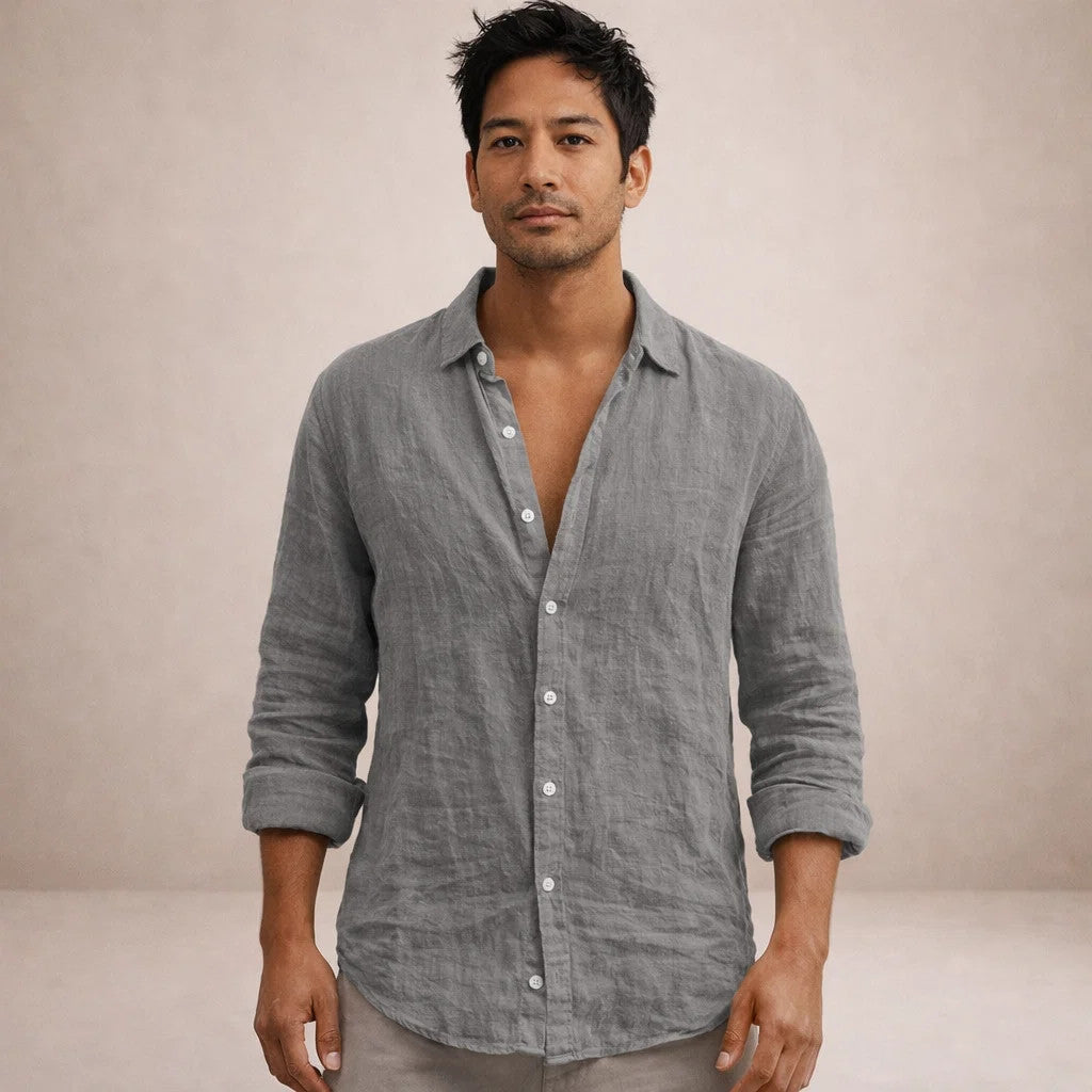 OPEN COLLAR COTTON SHIRT FOR MEN