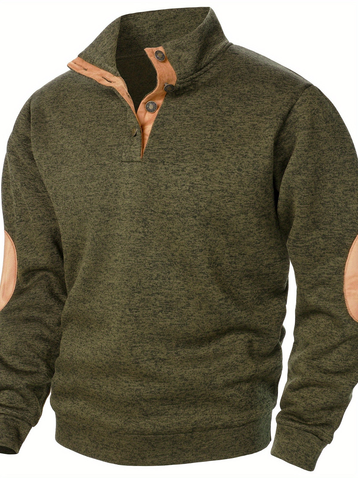 STAND COLLAR BUTTON KNIT SWEATSHIRT FOR MEN