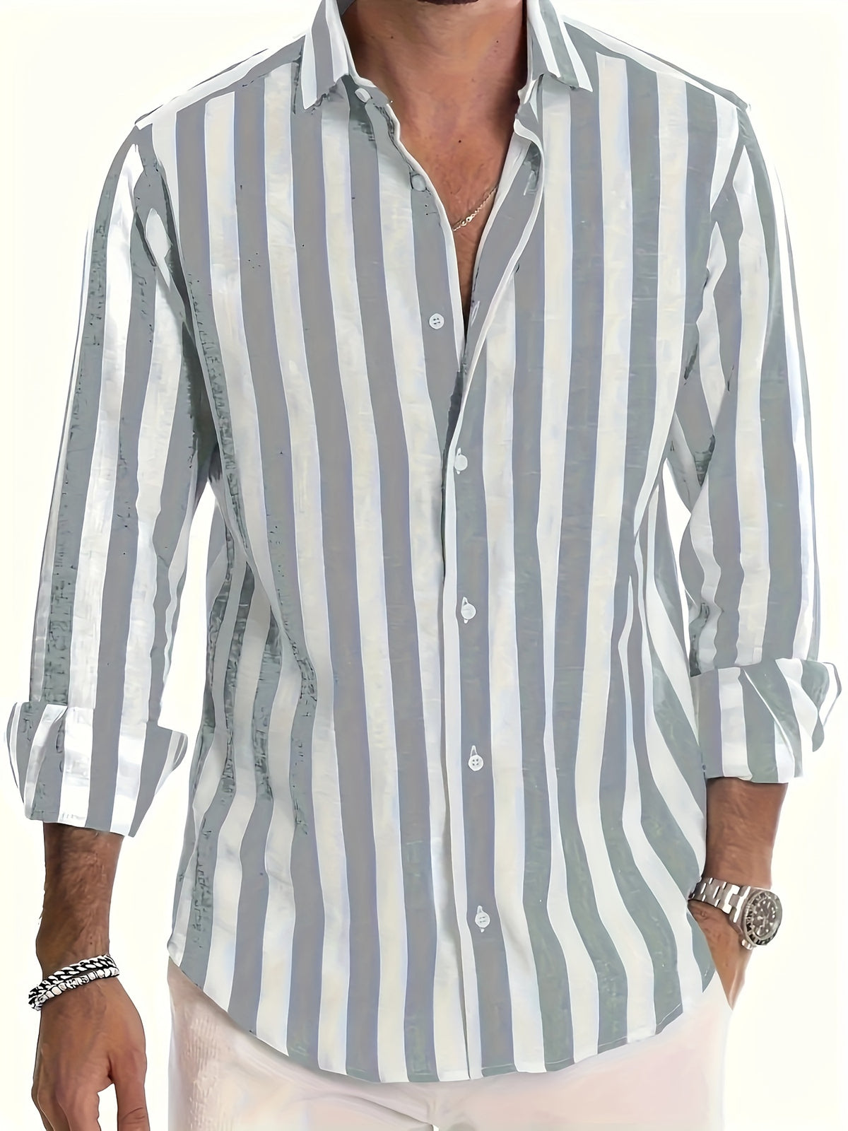 STRIPED COLLARED SHIRT FOR MEN