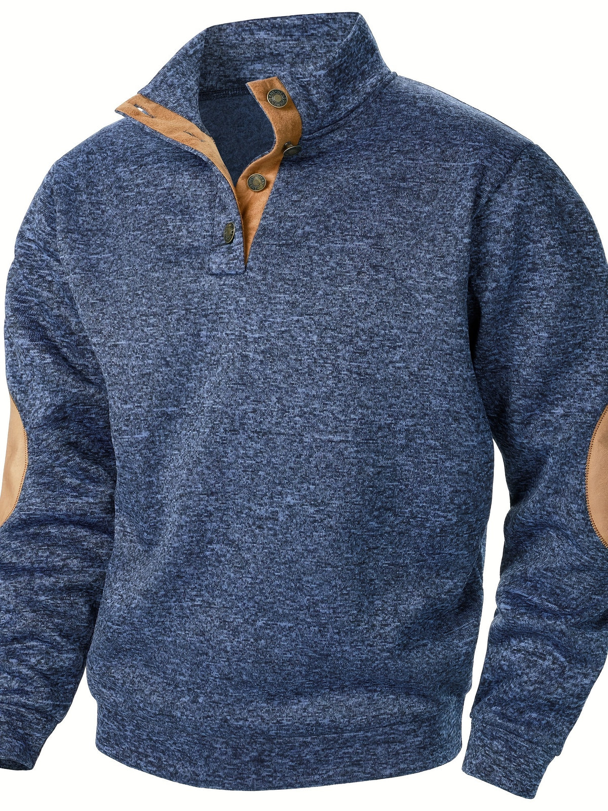 STAND COLLAR BUTTON KNIT SWEATSHIRT FOR MEN