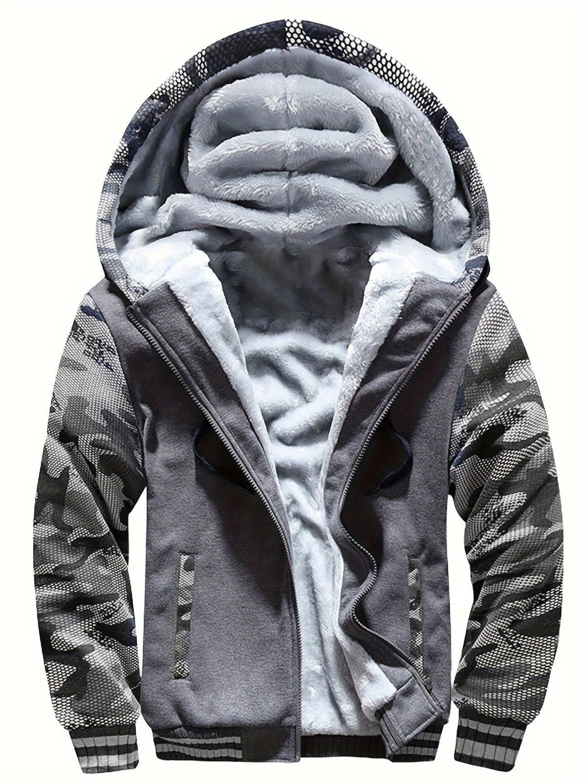 FLEECE HOODED JACKET FOR MEN