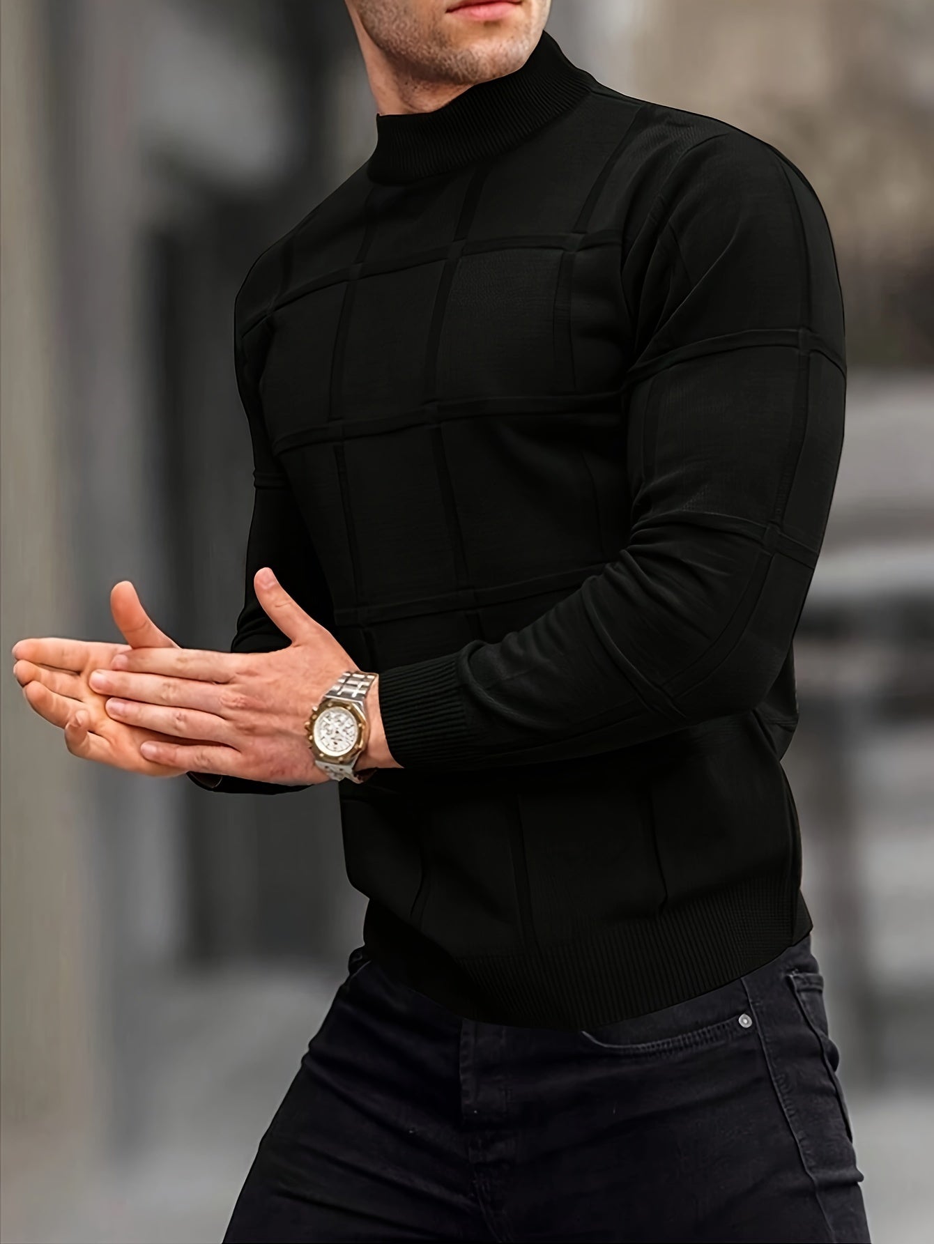 STAND COLLAR KNIT SWEATER FOR MEN