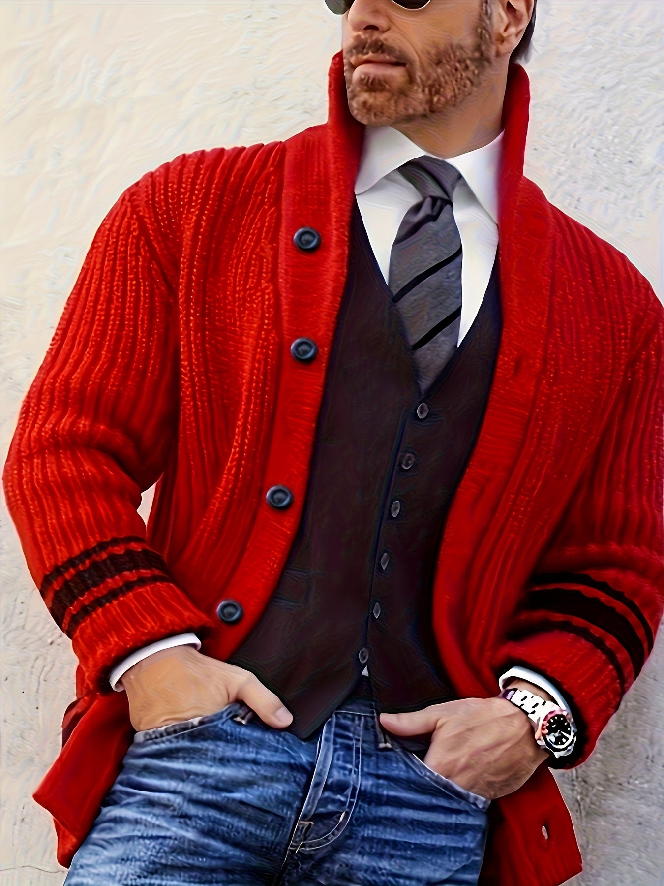 CHUNKY KNIT CARDIGAN FOR MEN