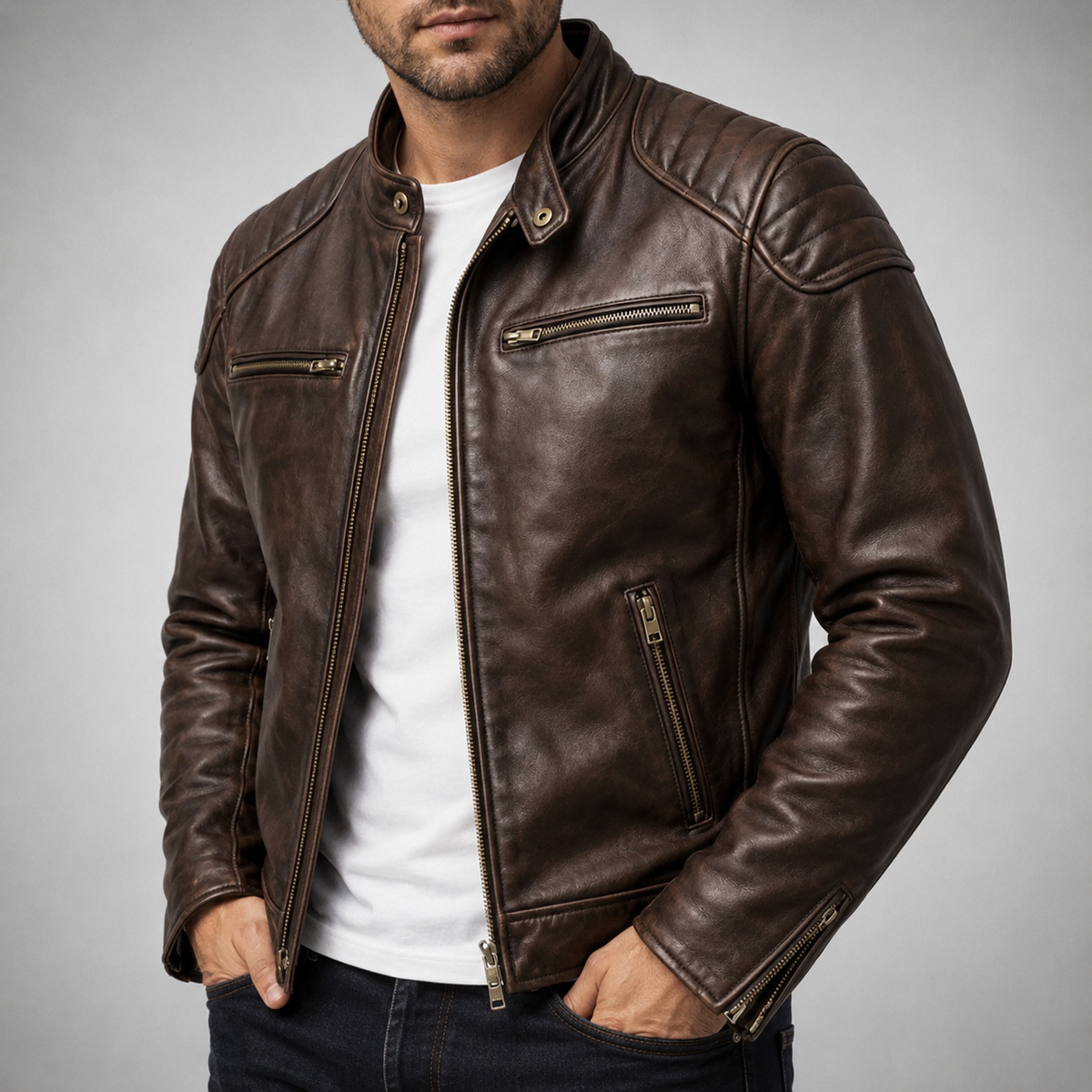 RUGGED MOTO JACKET FOR MEN