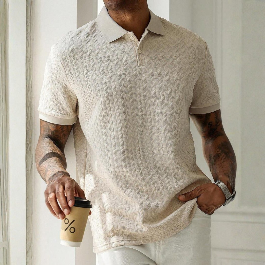 ZIGZAG KNIT POLO SHIRT FOR MEN