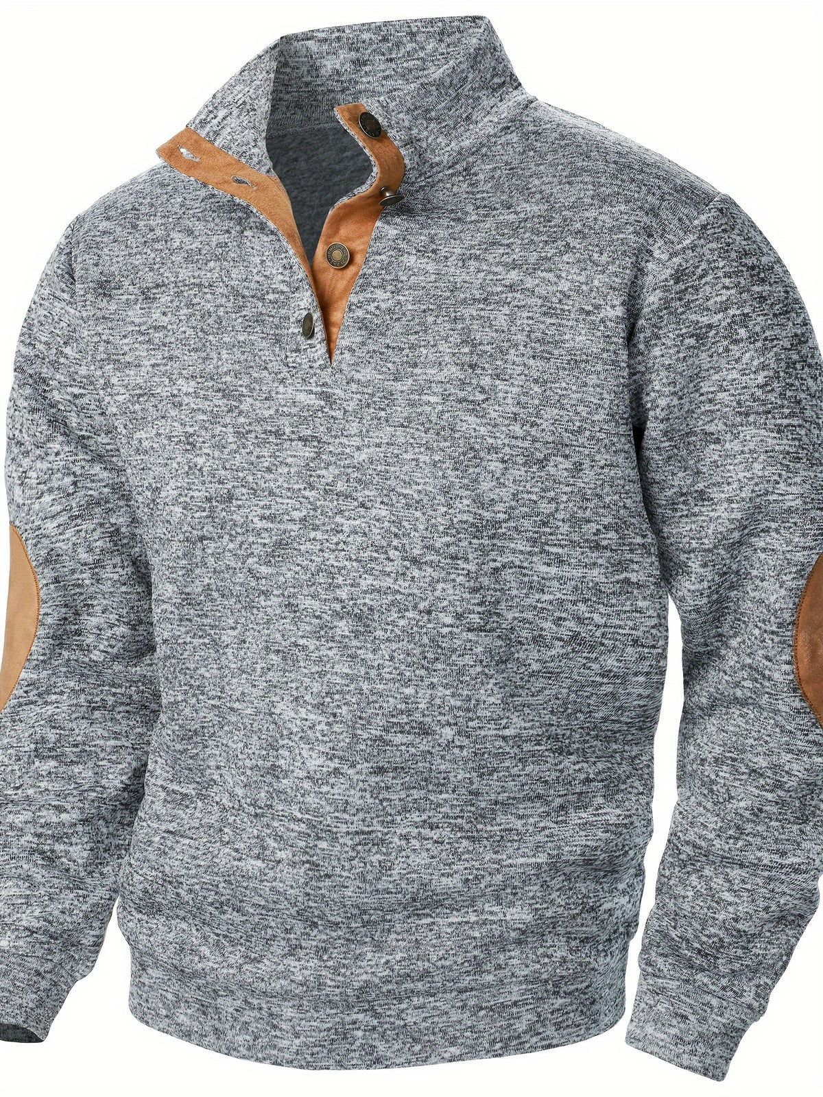 STAND COLLAR BUTTON KNIT SWEATSHIRT FOR MEN