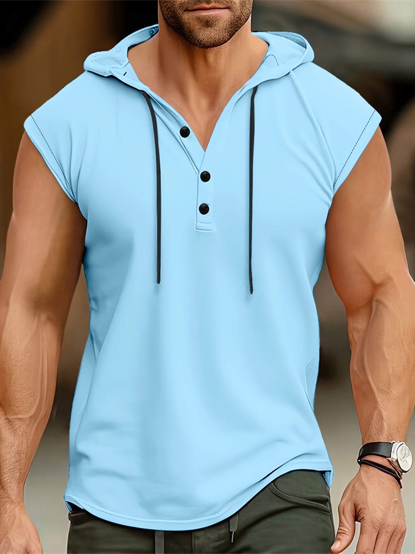 HOODED HENLEY SHIRT FOR MEN