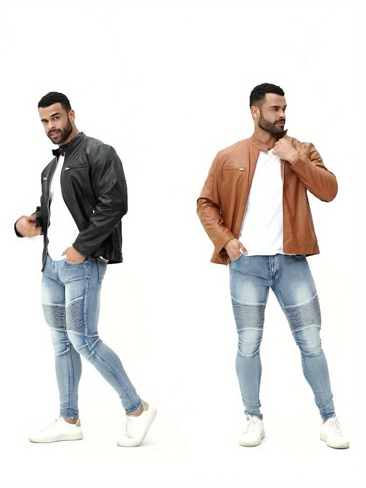 ZIP MOTORCYCLE JACKET FOR MEN