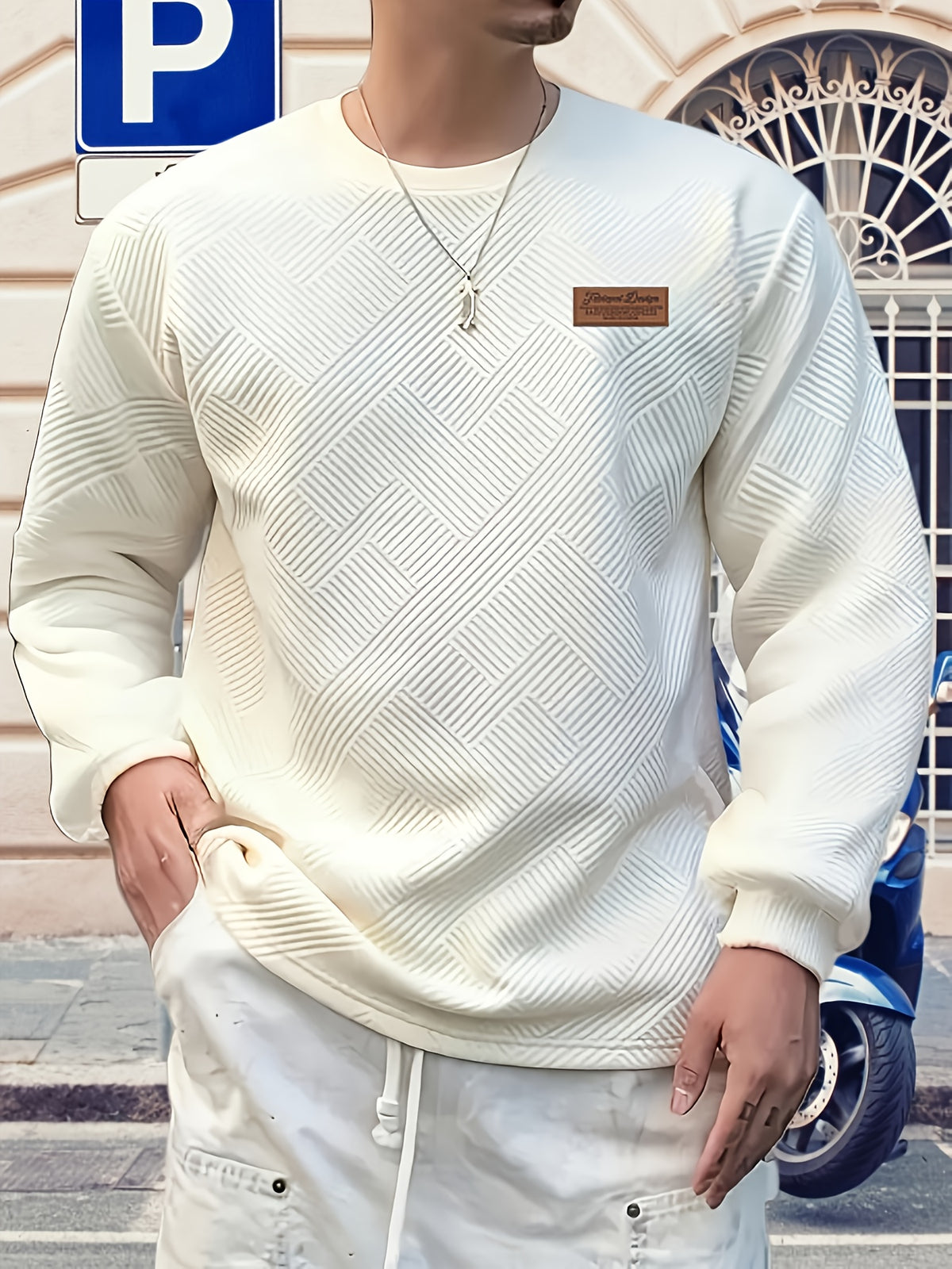 JACQUARD CREW NECK SWEATSHIRT FOR MEN