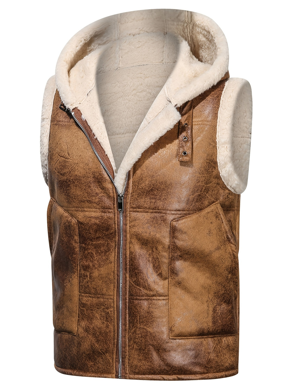 HOODED FUR-LINED VEST FOR MEN