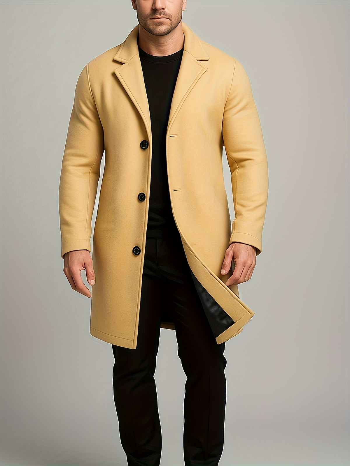 MID-LENGTH TWEED COAT FOR MEN