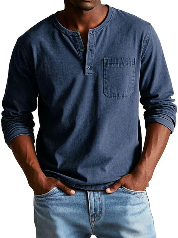 LONG SLEEVE HENLEY SHIRT FOR MEN