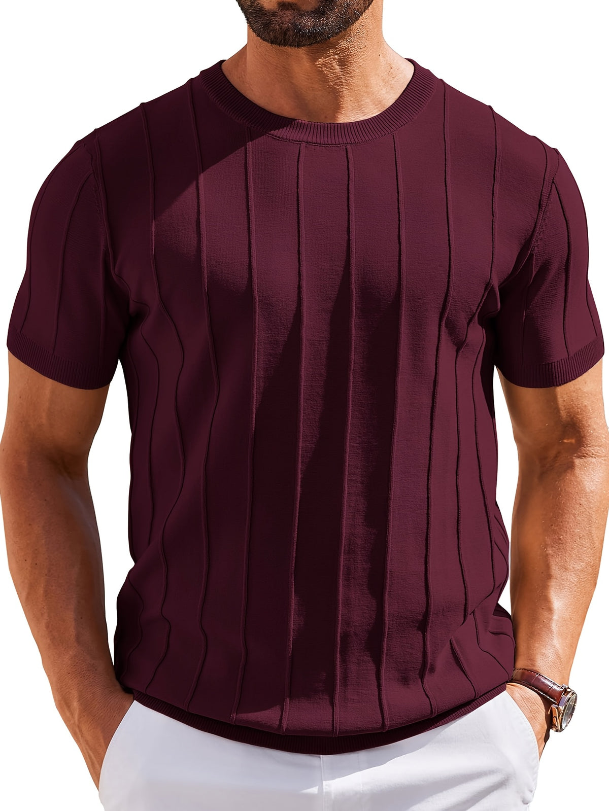 RIB-KNIT T-SHIRT FOR MEN