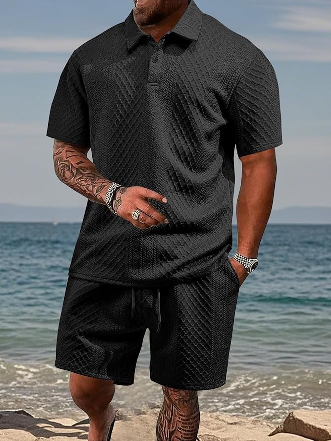 TEXTURED POLO SET FOR MEN