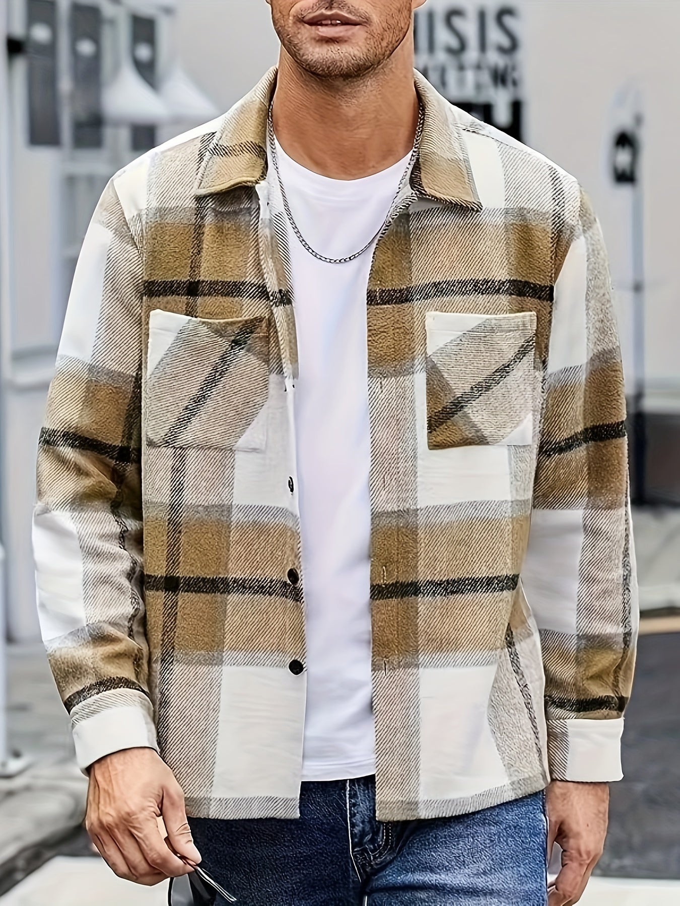 PLAID SHIRT JACKET FOR MEN