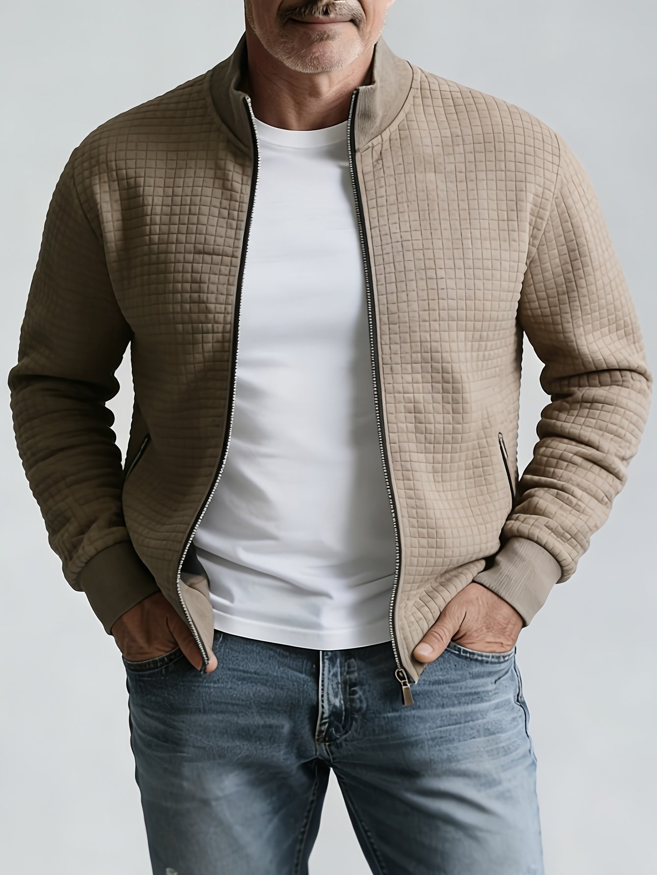 WAFFLE KNIT JACKET FOR MEN