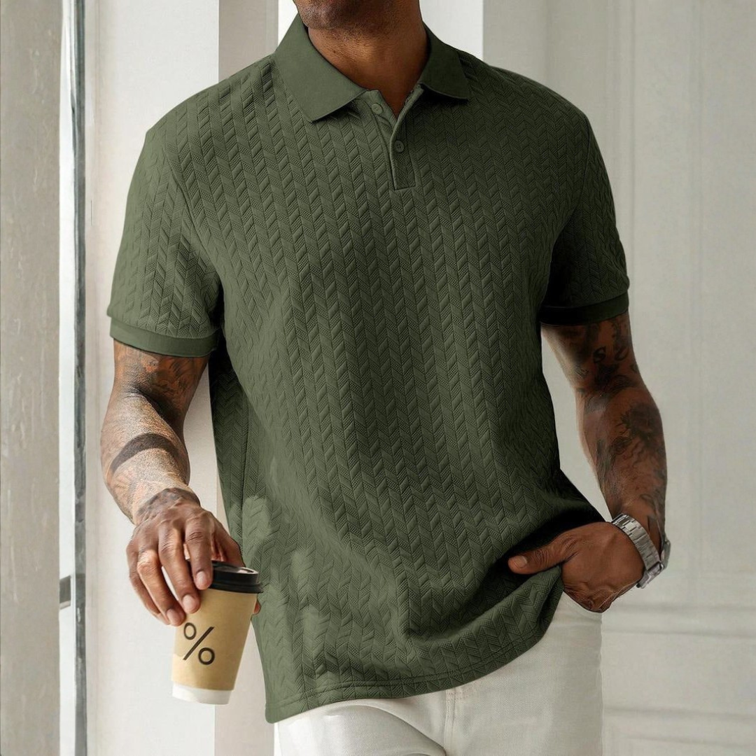 ZIGZAG KNIT POLO SHIRT FOR MEN