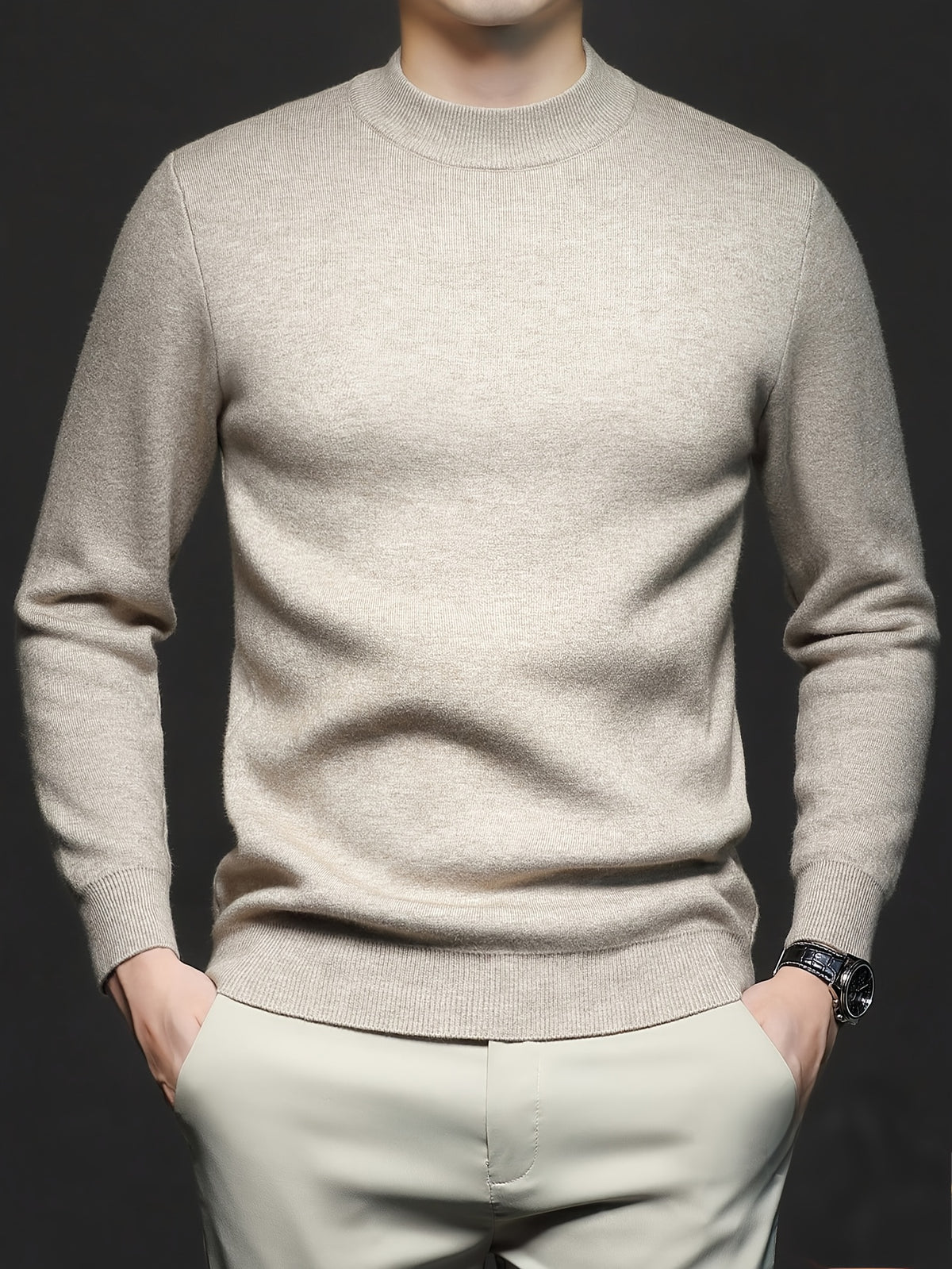 HIGH NECK KNIT PULLOVER FOR MEN