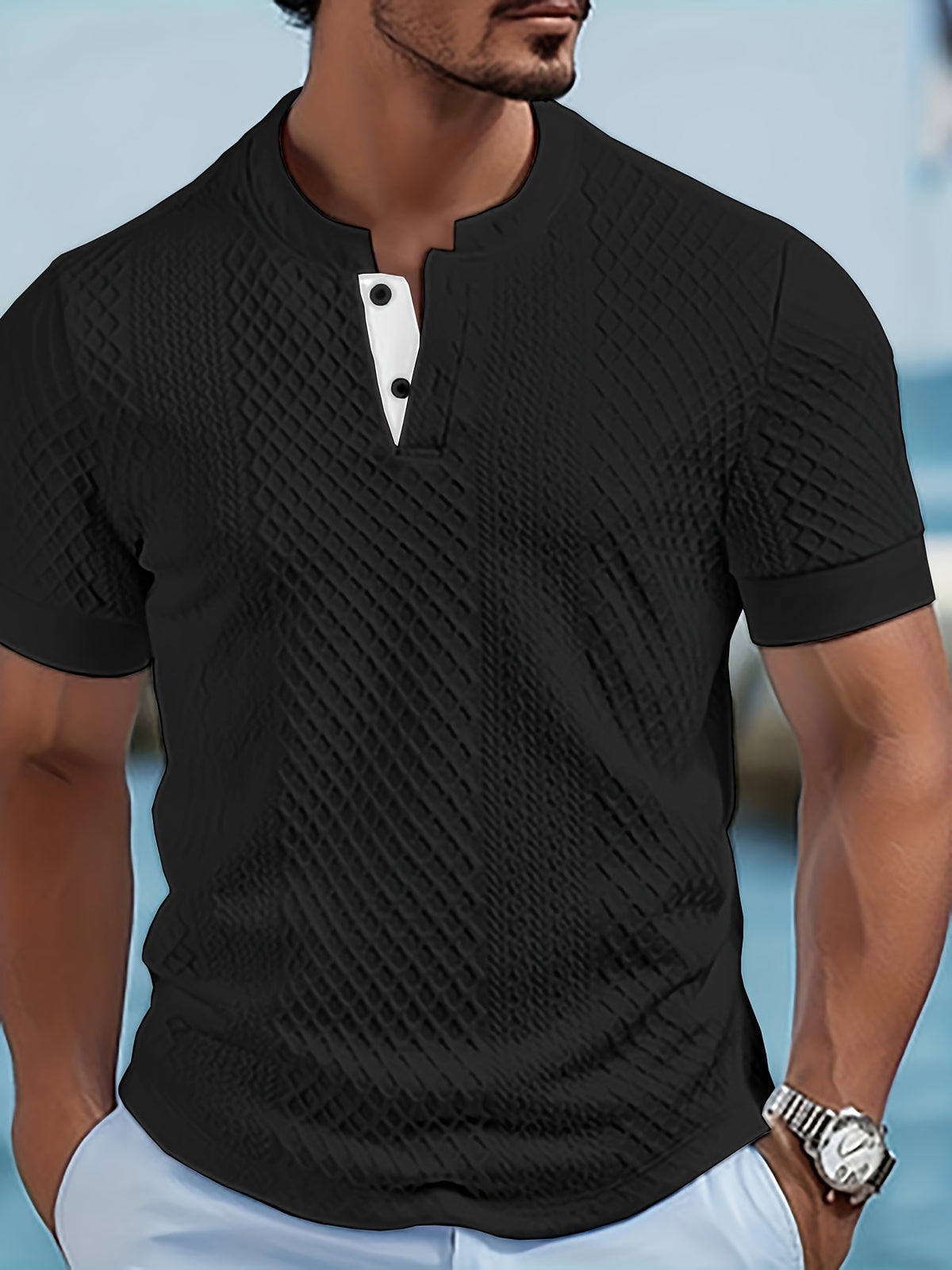 COLOUR BLOCK KNIT SHIRT FOR MEN