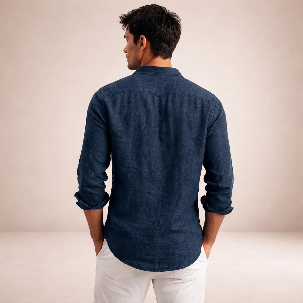 OPEN COLLAR COTTON SHIRT FOR MEN