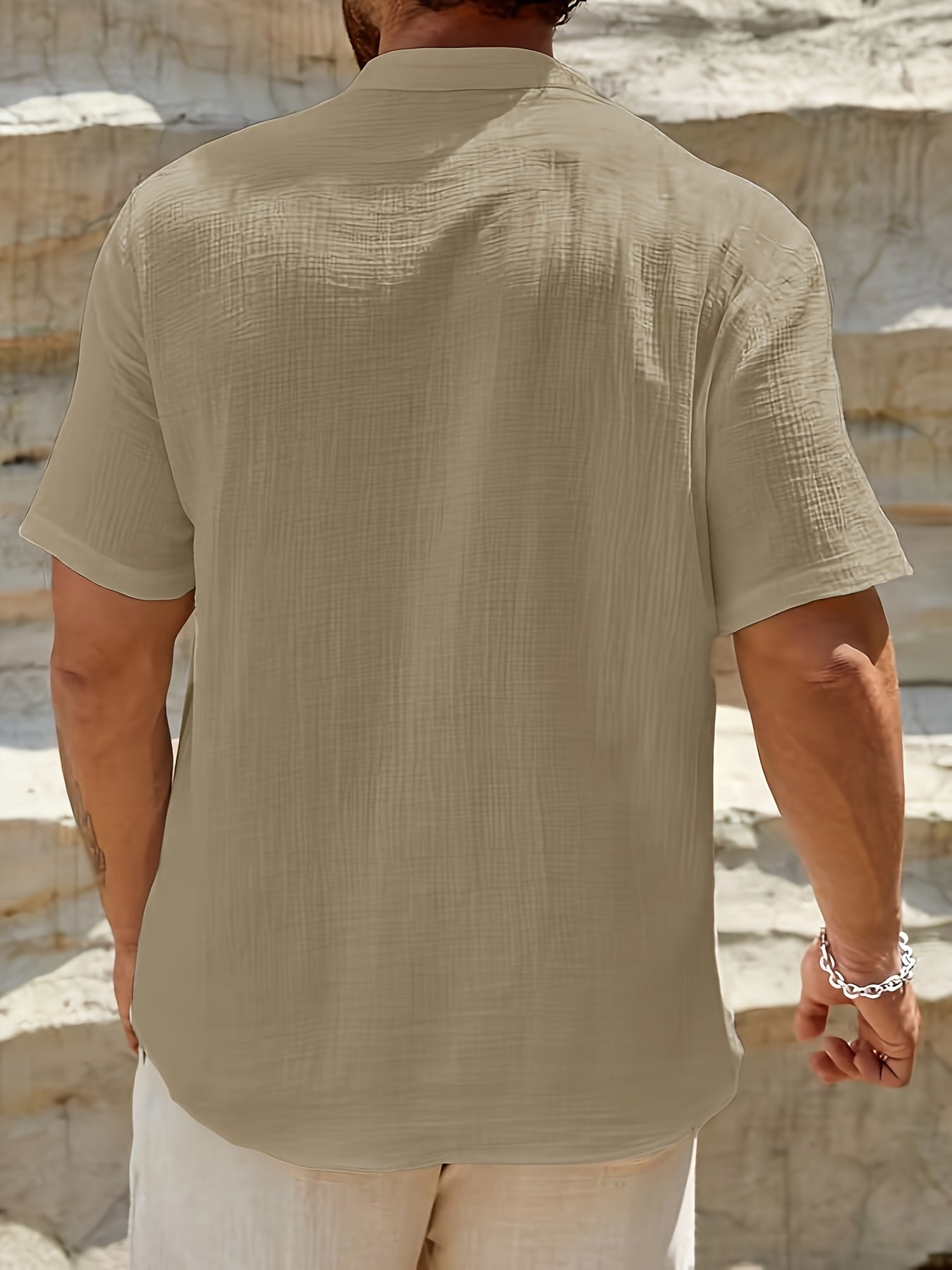 LINEN V-NECK SHIRT FOR MEN