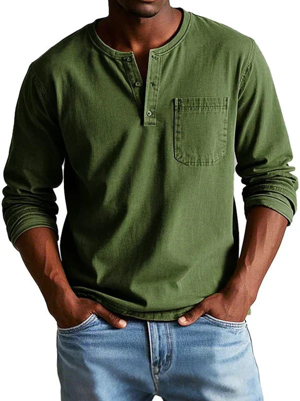 LONG SLEEVE HENLEY SHIRT FOR MEN