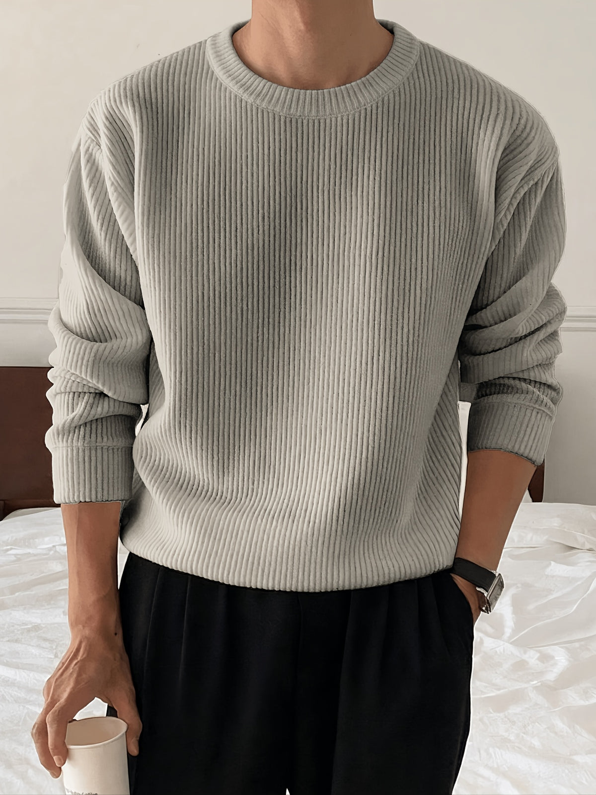 TEXTURED KNIT SWEATER FOR MEN
