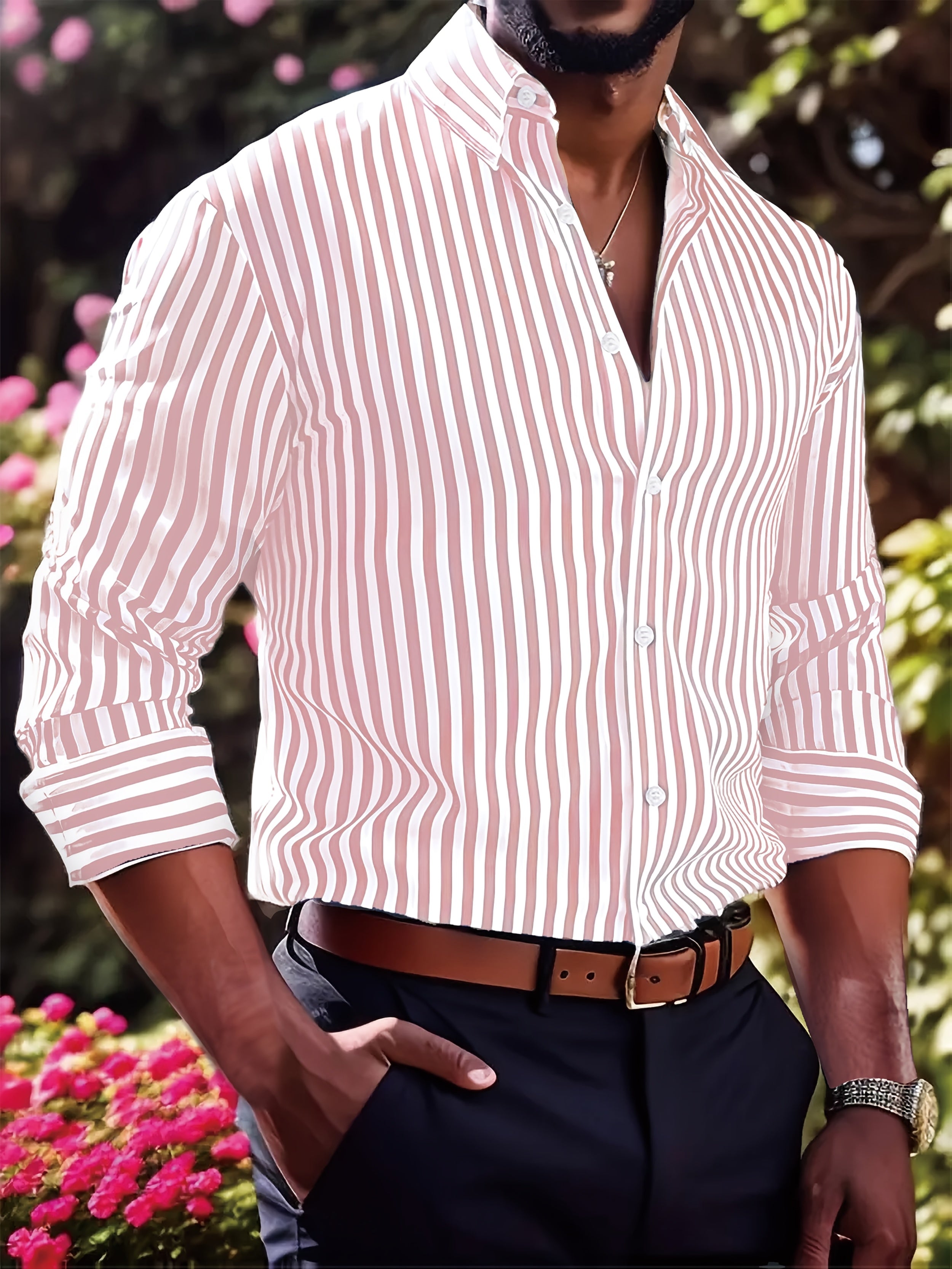 STRIPED LONG SLEEVE SHIRT FOR MEN