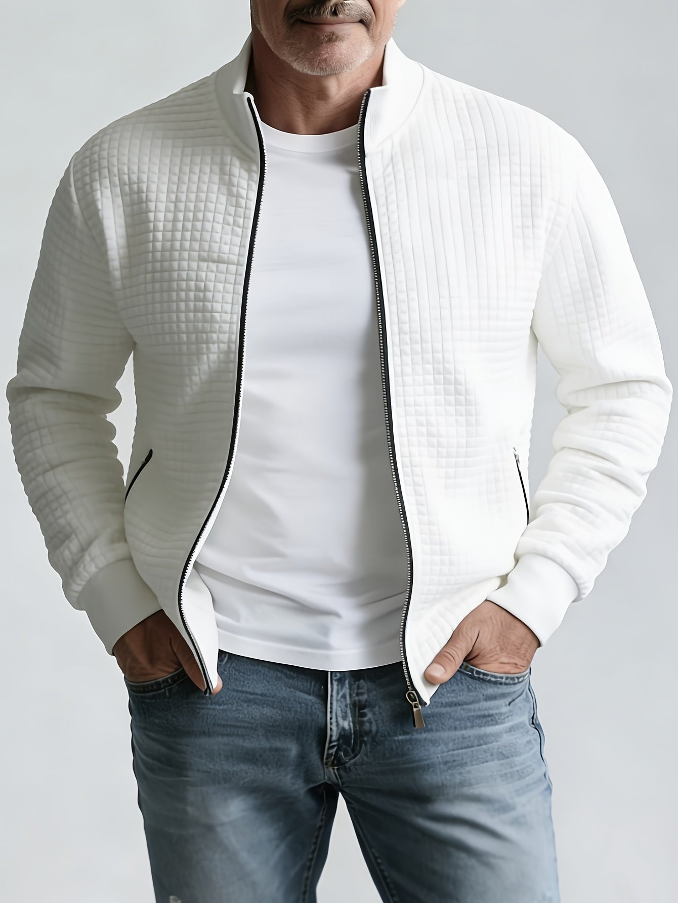 WAFFLE ZIP JACKET FOR MEN