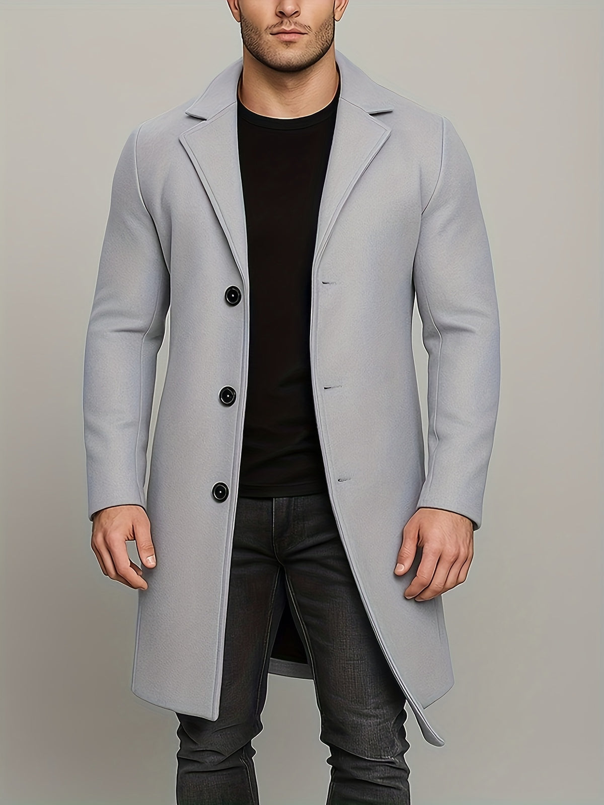 MID-LENGTH TWEED COAT FOR MEN
