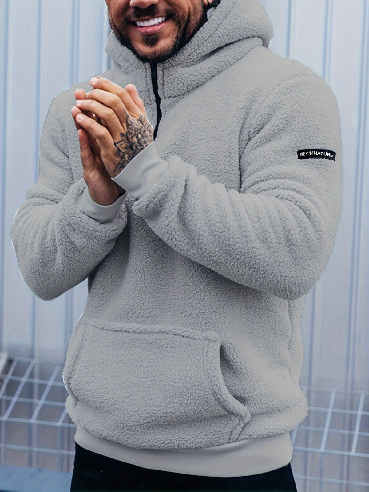 PLUSH HOODED ZIP HOODIE FOR MEN