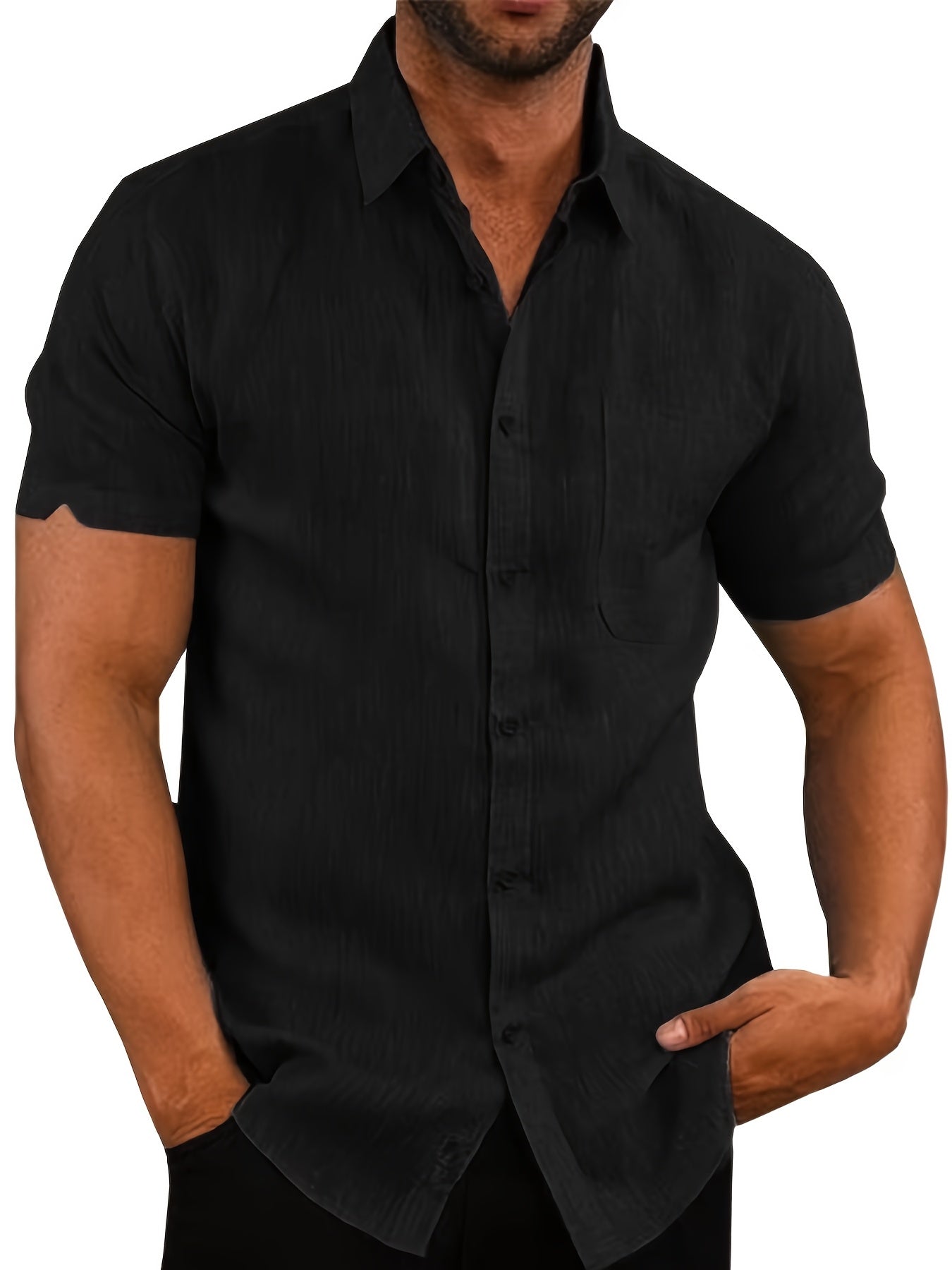 LAPEL LINEN SHIRT FOR MEN