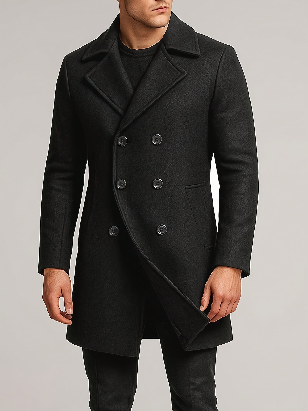 MID-LENGTH LAPEL COAT FOR MEN