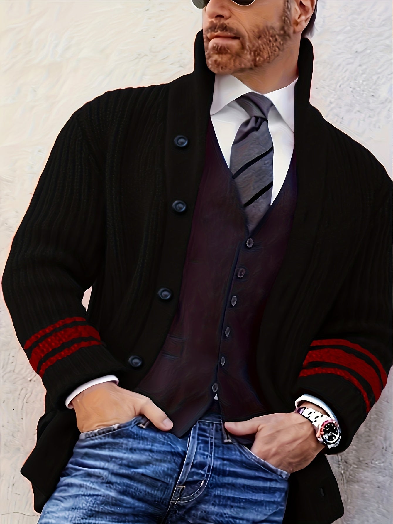 CHUNKY KNIT CARDIGAN FOR MEN